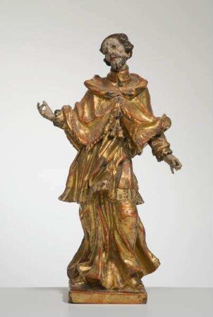 Statuette: Stehender Heiliger Johannes Nepomuk (um 1350-1393) mit Chorhemd und Mozetta bekleidet
