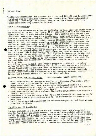 Sitzungsprotokolle: Arbeitsgruppe Ausländer im Verein SO 36, 1983