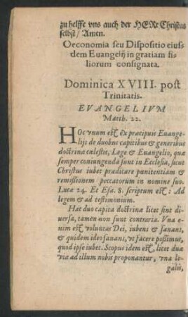 Dominica XVIII. post Trinitatis. Evangelium Matth. 22.