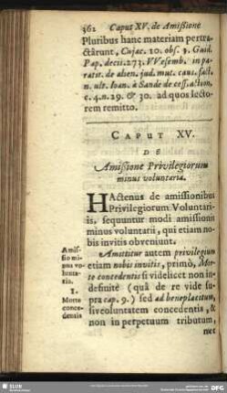 Caput XV. De Amißione Privilegiorum minus voluntarta