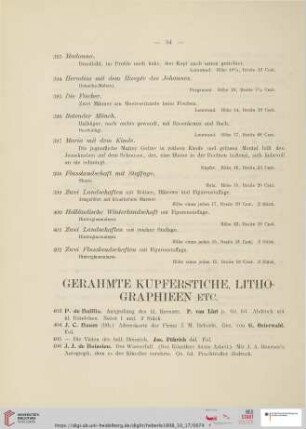 Gerahmte Kupferstiche, Lithographien etc. (Nr. 403 - 429)