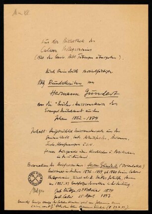 Durch Steindruck vervielfältigte 139 Rundschreiben von Hermann Gundert an die Brüder-Missionskreise des Evangel. Deutschlands aus den Jahren 1862-1874