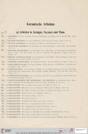 Keramische Arbeiten (Nr. 1 - 74)