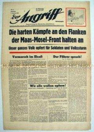 Tageszeitung "Der Angriff" zu den Kämpfen an der Westfront