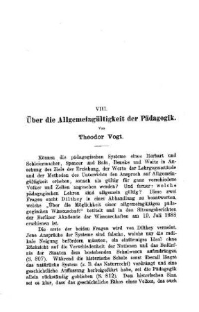 Über die Allgemeingültigkeit der Pädagogik