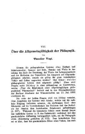 Über die Allgemeingültigkeit der Pädagogik