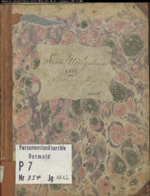 Zivilstandsregister der Munizipalität Marl (Todesfälle 1812, 2. Band). (Gemeinde: Marl, Kreis Recklinghausen)