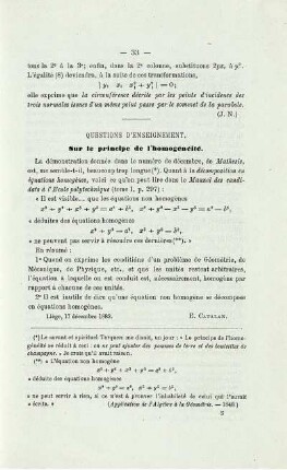 QUESTIONS D'ENSEIGNEMENT.