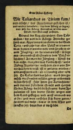 Wie Taliarchus in Tiriam kam/ und erfuhr/ das Appoloniu geflohen ist ...