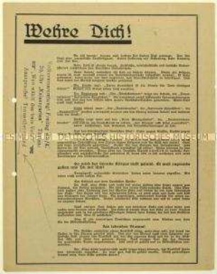 Antisemitische Flugschrift von Friedrich Oberschilp mit der Ankündigung einer Versammlung am 8. April 1932 zur bevorstehenden Reichspräsidentenwahl