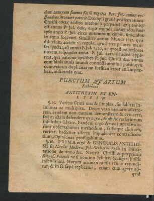 Punctum Quartum Exhibens Antithesin Et Epilysin.