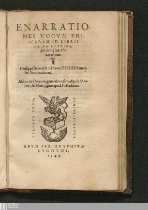 Enarrationes Vocvm Priscarvm In Libris De Re Rvstica