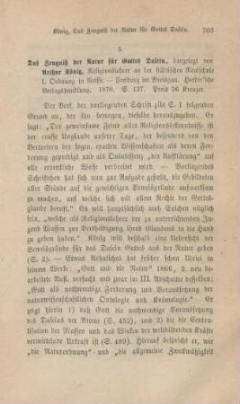 703-713 [Rezension] König, Arthur, Das Zeugniß der Natur für Gottes Dasein