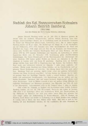 Nachlaß des Kgl. Hannoverschen Hofmalers Johann Heinrich Ramberg, 1763/1840