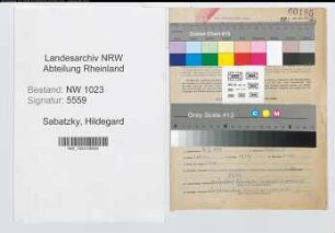 Entnazifizierung Hildegard Sabatzky , geb. 14.04.1894 (Studienraetin)
