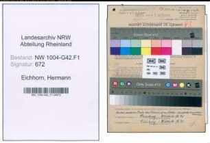 Entnazifizierung Hermann Eichhorn , geb. 03.10.1906 (Schreiner)