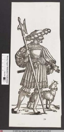 Ein Landsknecht mit einem Hund.