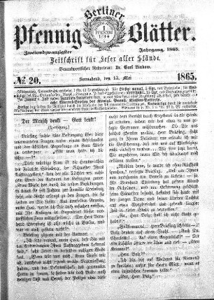 No. 20, Sonnabend, den 13. Mai