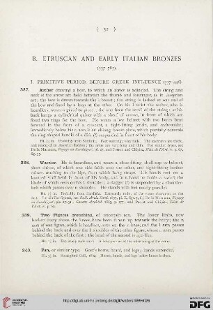 B: Etruscan and early italian bronzes