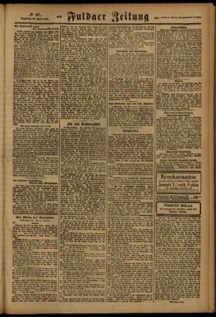 Zweite Ausgabe vom Samstag, den 16. April 1921.