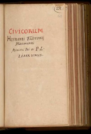 Civicorum ... Liber unus