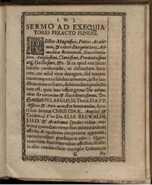 Sermo Ad Exequiatores Peracto Funere
