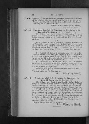 No. 149. Verordnung, betreffend die Besteuerung des Branntweins im Königreich Bayern, vom 27. September 1887.