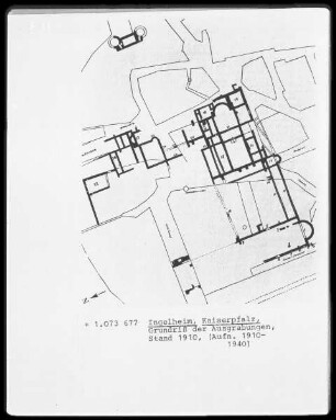 Ingelheim am Rhein, Nieder-Ingelheim, ehemalige Kaiserpfalz, Grundriss der Ausgrabungen