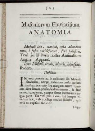 Musculorum Fluviatilium Anatomia.