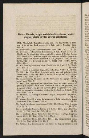 584-609, Historia literaria, scripta societatum literariarum, bibliographia, elogia et vitae virorum eruditorum