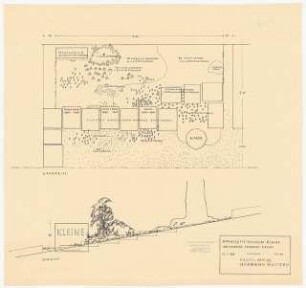 Grabstätte Wilhelm Kleine auf dem Lindenberg-Friedhof, Siegen: Pflanzplan und Ansicht 1:20
