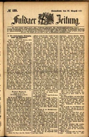 Ausgabe vom Samstag, den 20. August 1881.