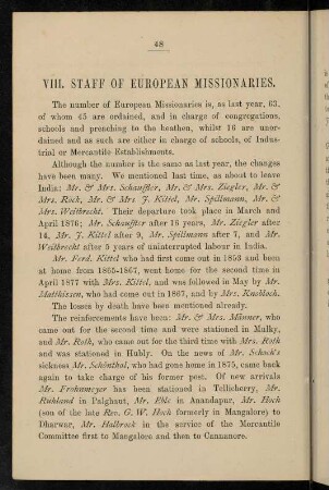 48-49, VIII. Staff of European missionaries