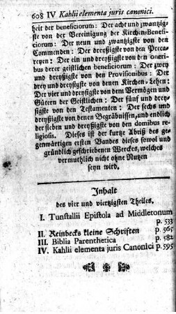 Inhalt des vier und viertzigsten Theiles.