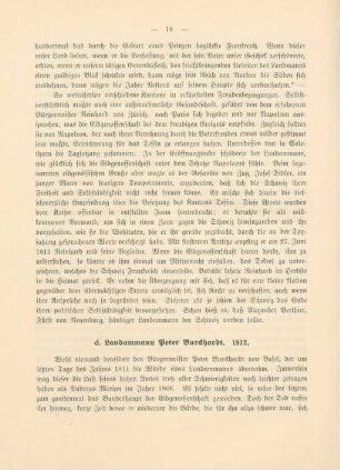 d. Landammann Peter Burckhardt. 1812
