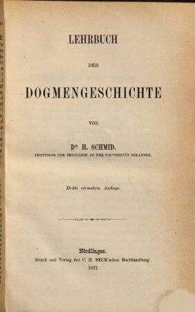 Lehrbuch der Dogmengeschichte