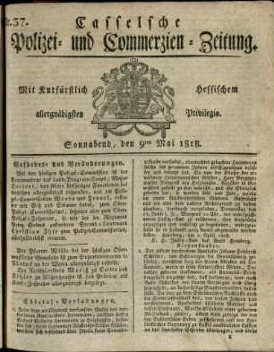 Nr. 37, Sonnabend, den 9ten Mai 1818