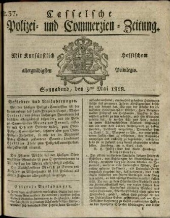Nr. 37, Sonnabend, den 9ten Mai 1818