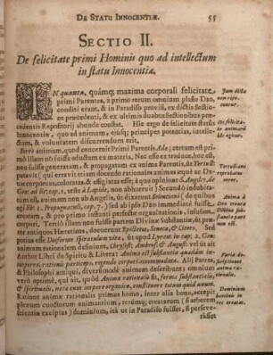 Sectio II. De felicitate primi Hominis quo ad intellectum in statu Innocentiae.
