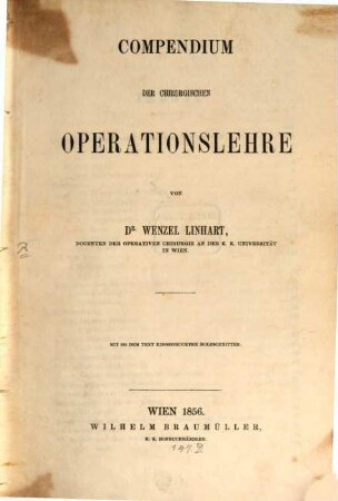 Compendium der chirurgischen Operationslehre