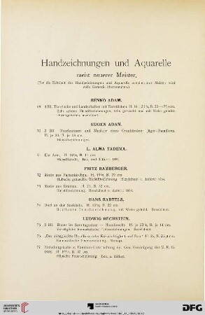 Handzeichnungen und Aquarelle meist neuerer Meister (Nr. 69 - 375)