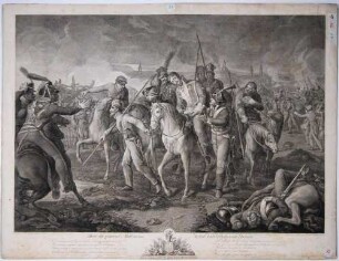 Die Schlacht in Dresden 1813, (Schlacht Teil der Befreiungskriege unter Napoleon), Gefecht auf den Höhen von Zschertnitz und Räcknitz am 27. August, mit der tödlichen Verwundung von General Moreau