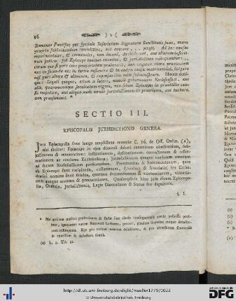Sectio III. Episcopalis Jurisdictionis Genera.