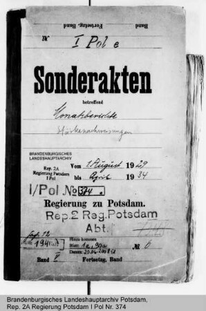 Monatsberichte der Schutzpolizei