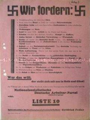 Propagandaflugblatt der NSDAP zur Reichstagswahl 1928