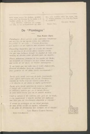 De "Plúmbagos" : Para Rubén Dario