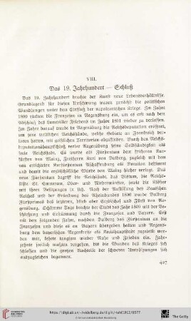 VIII. Das 19. Jahrhundert - Schluß