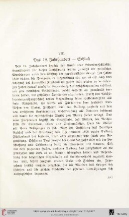 VIII. Das 19. Jahrhundert - Schluß