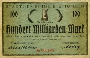 Gutschein - 100 Milliarden Mark