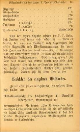 Berichten der einzelnen Missionäre